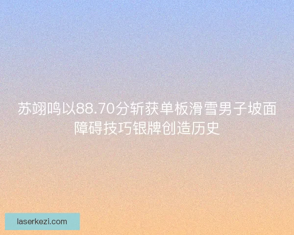 苏翊鸣以88.70分斩获单板滑雪男子坡面障碍技巧银牌创造历史